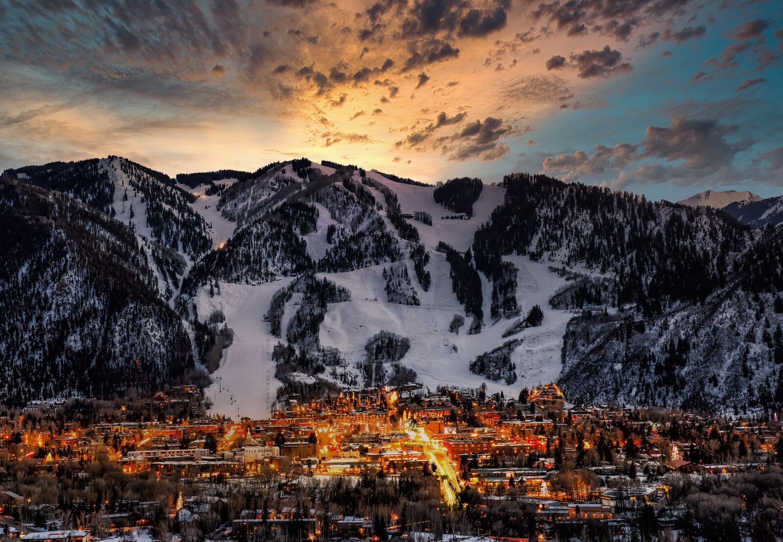 aspen, colorado, at sunset