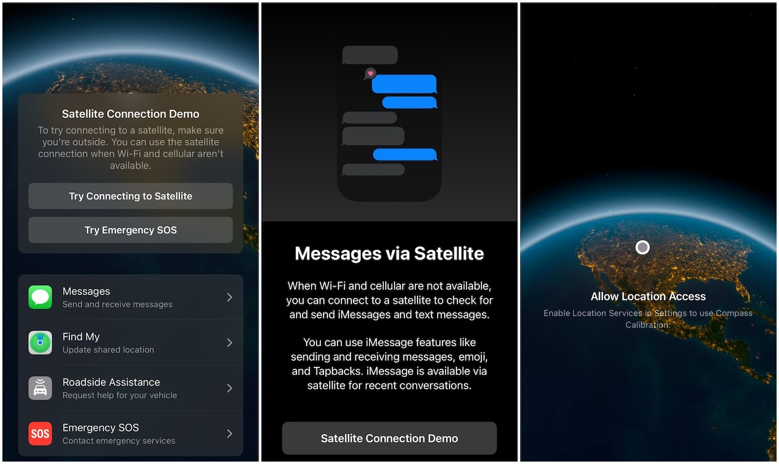 Texting by satellite function with iPhones