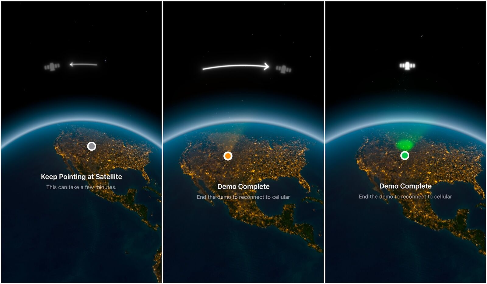 Texting by satellite function with iPhones