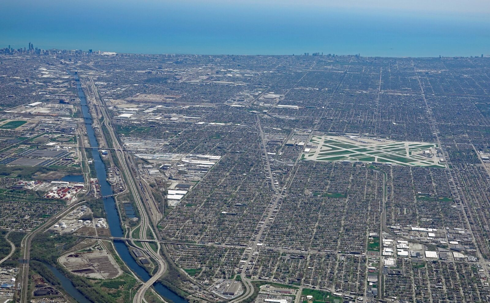 aerial above chicago midway airport