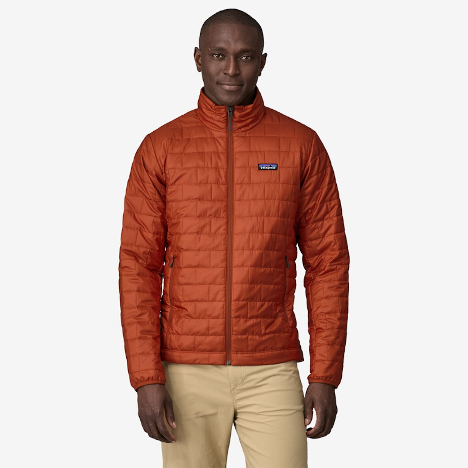 man in patagonia mens nano puff jacket