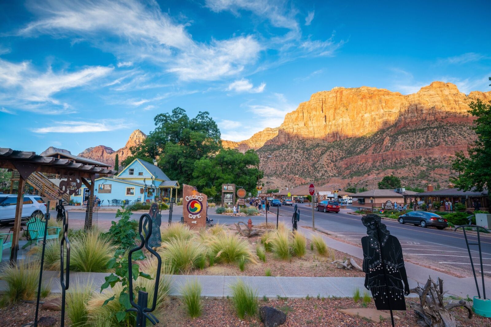 angels landing permit -- downtown springdale in summer