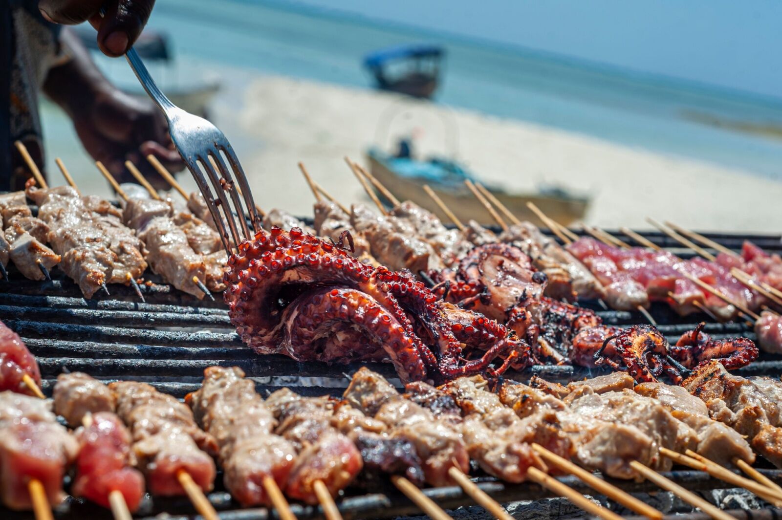 zanzibar food - seafood on grill