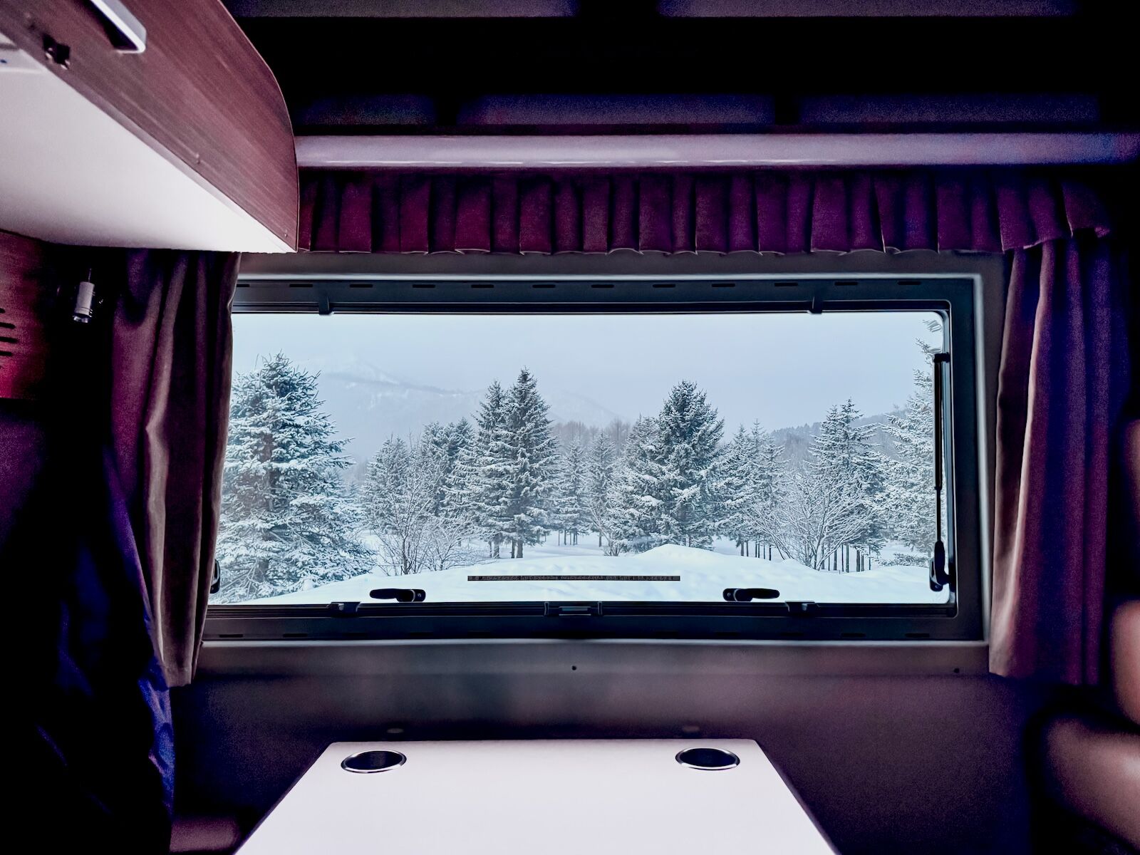 Japan ski trip - view from campervan