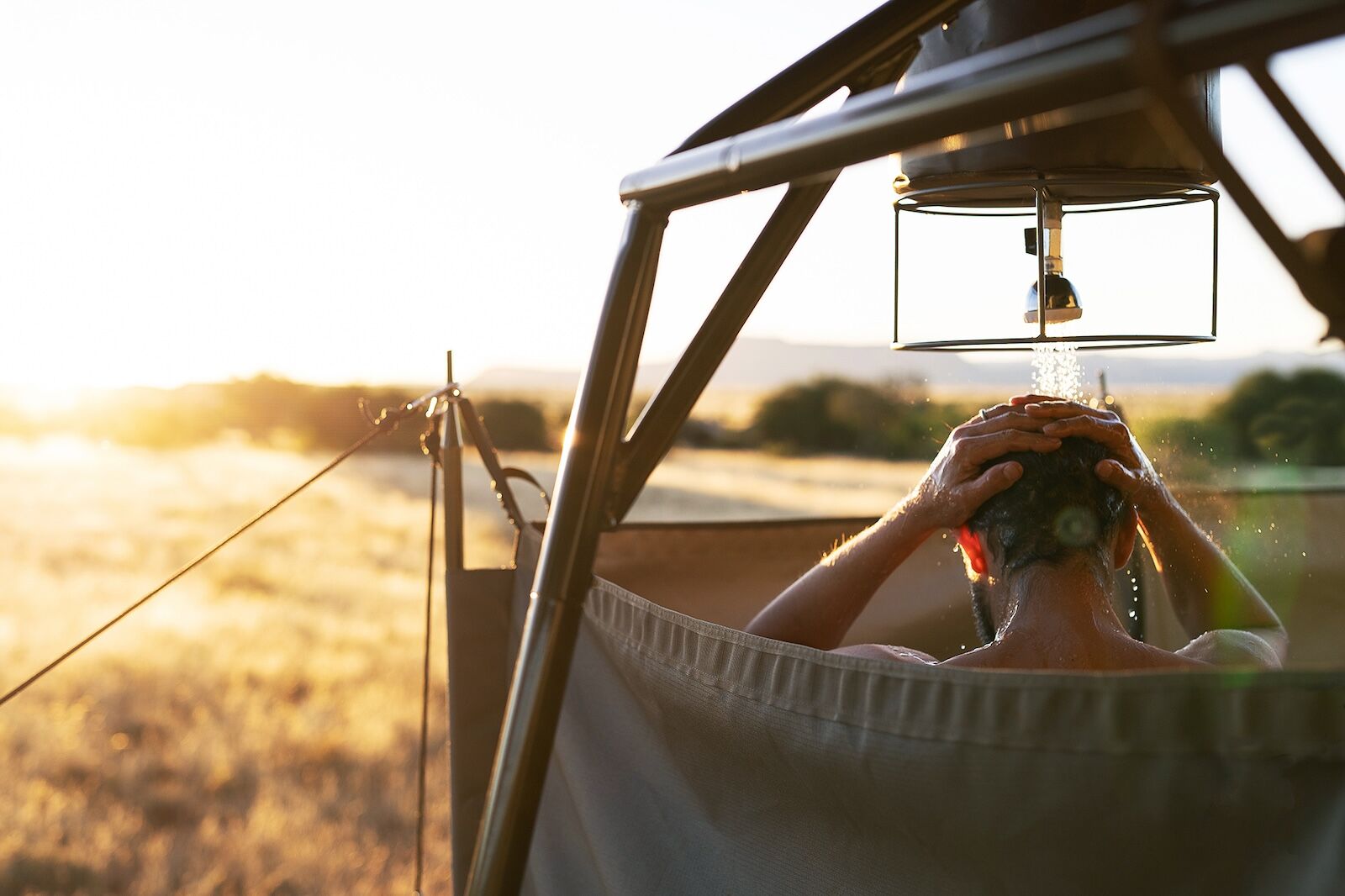 walking safari shower in south africa