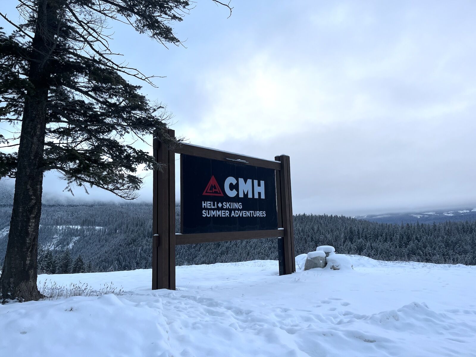 CMH heli-skiing sign