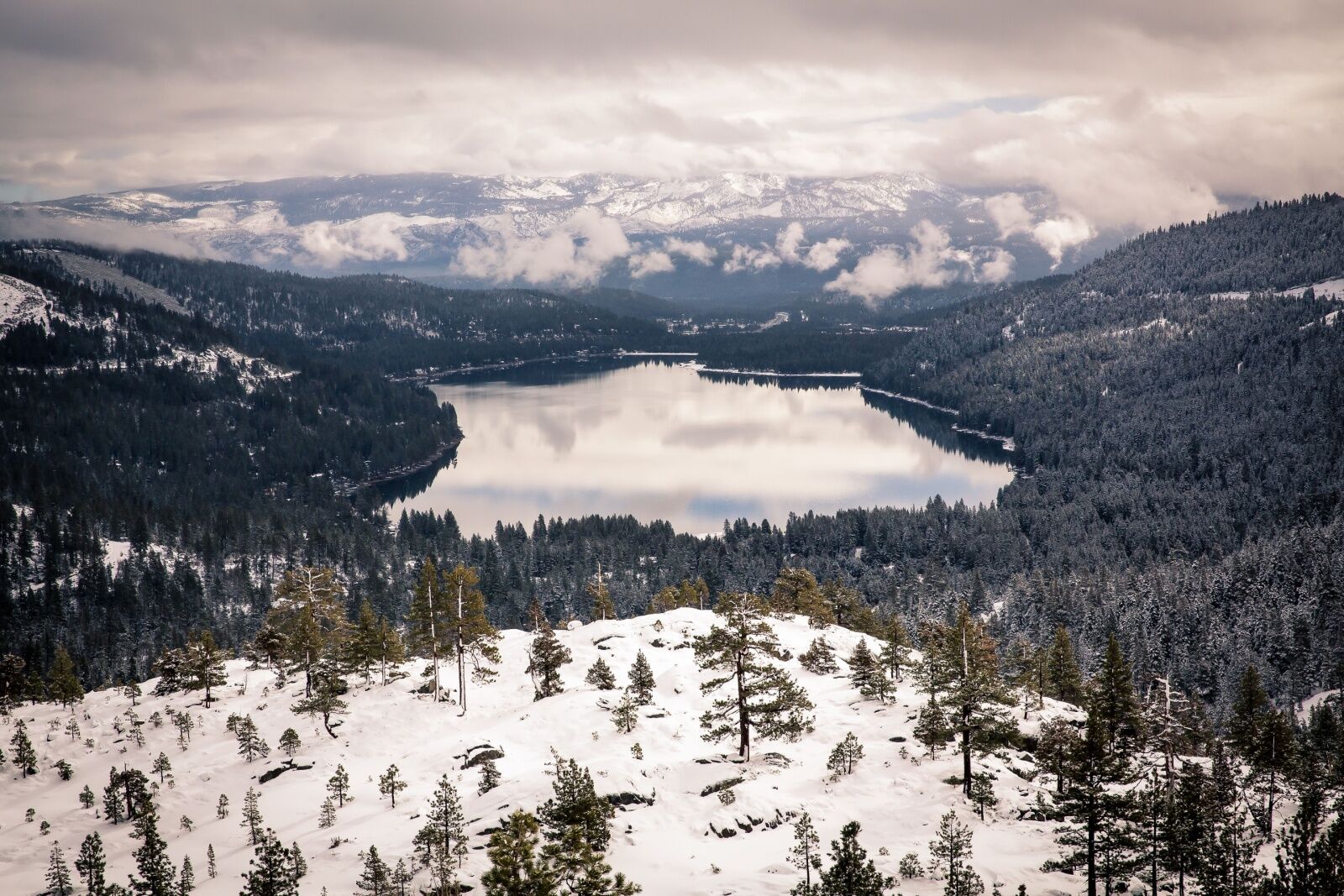 donner lake in winter