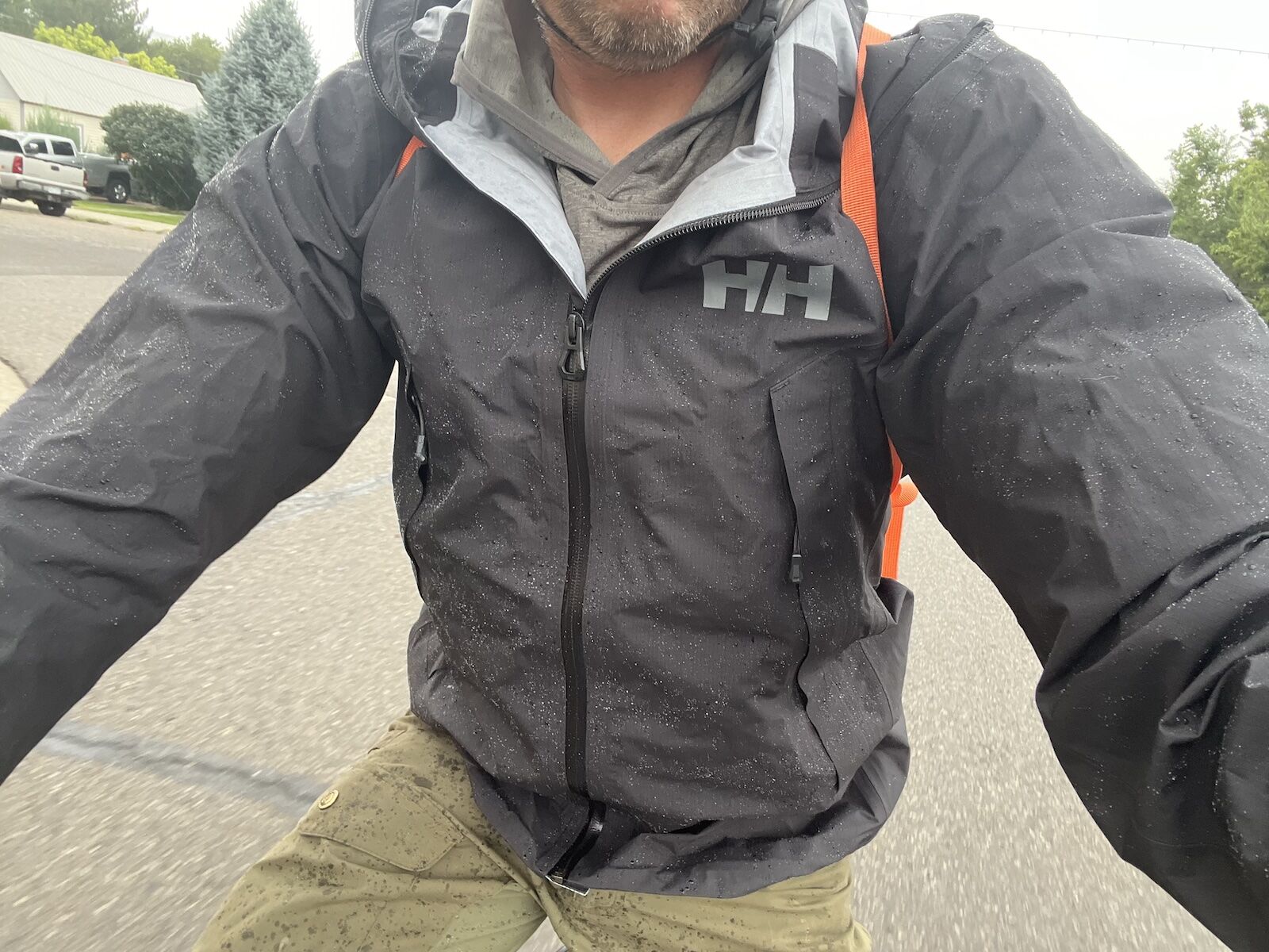 man biking in helly hansen verglas shell