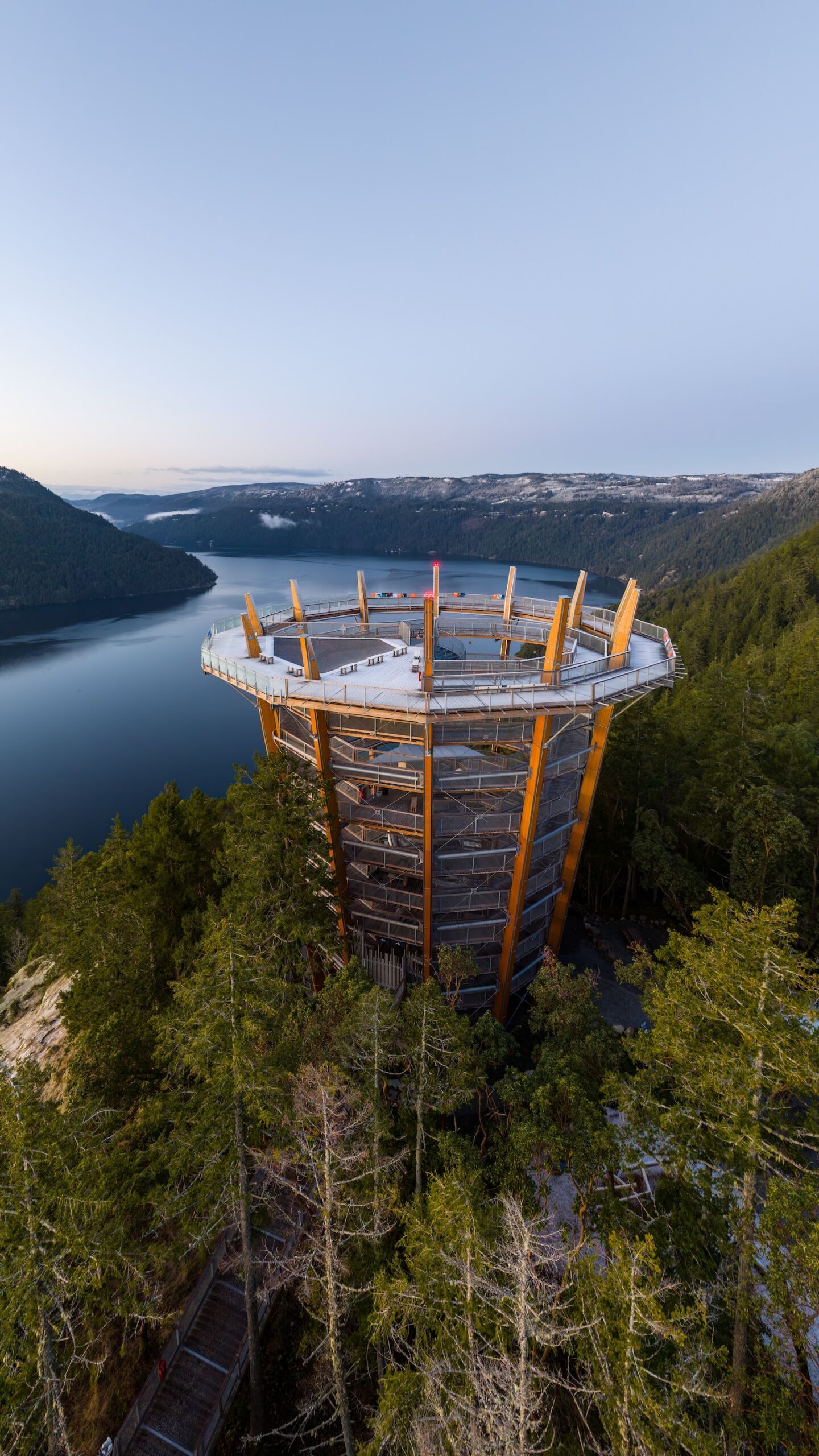 aerial shot of malahat skywalk