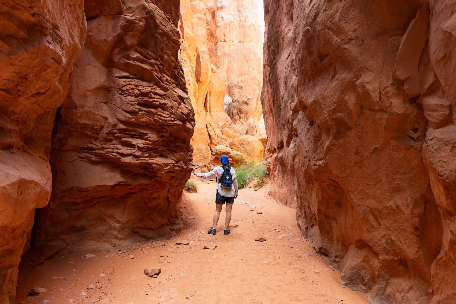 hiker in arches national park