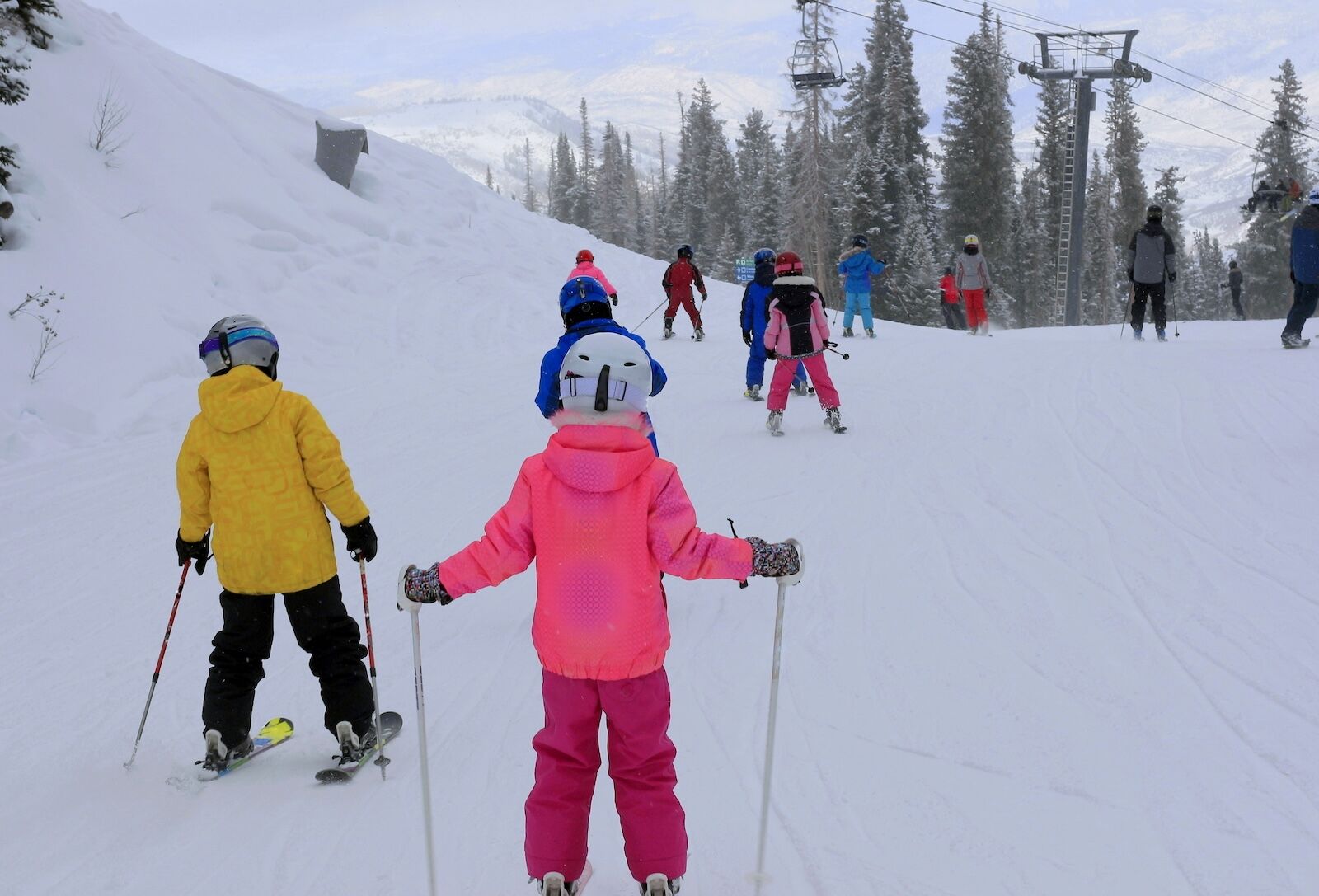 kids in ski lesson at snowmass