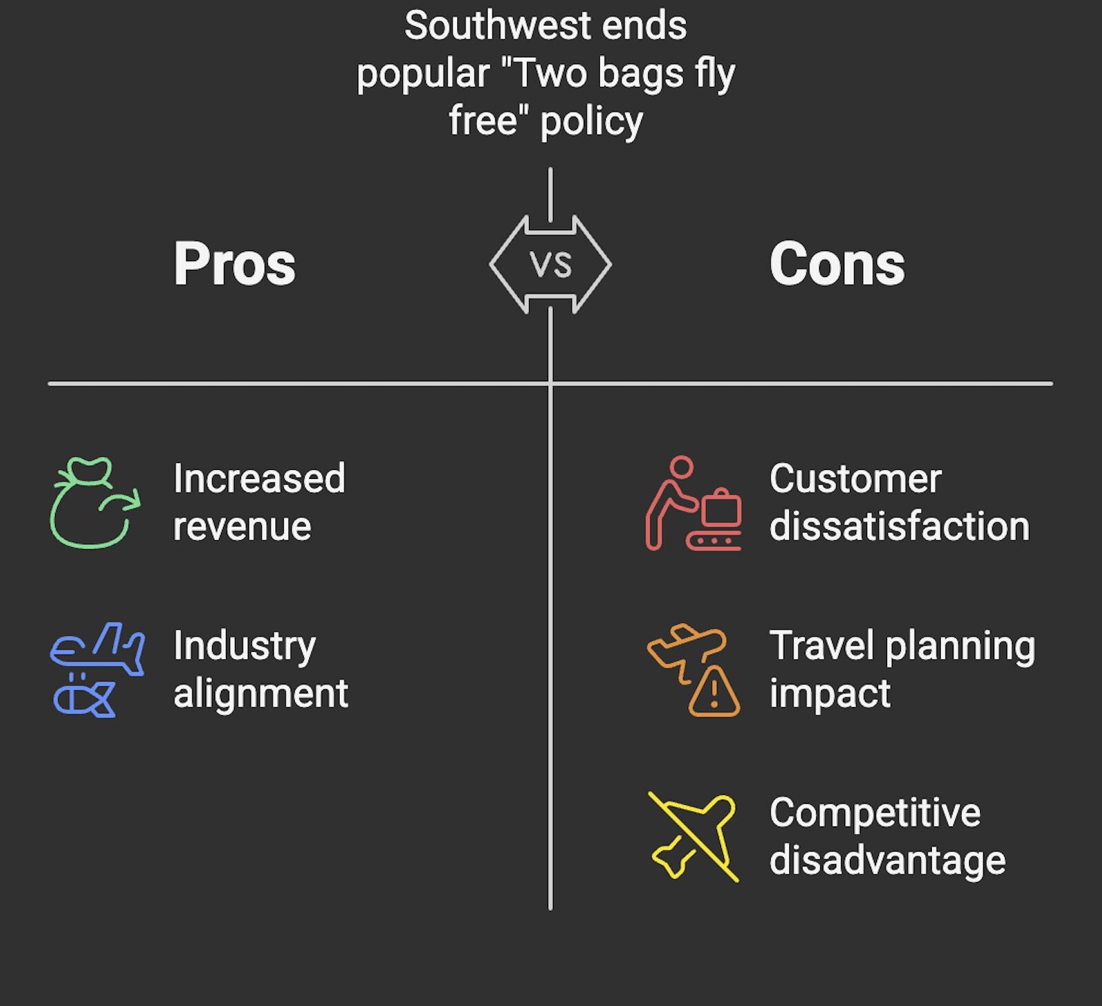 infographic about southwest baggage policy change