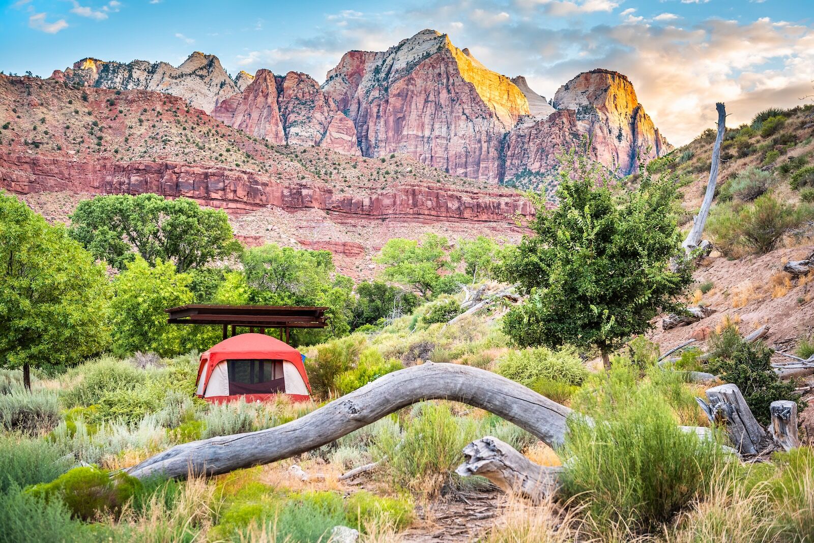 tent campsite at zion national park