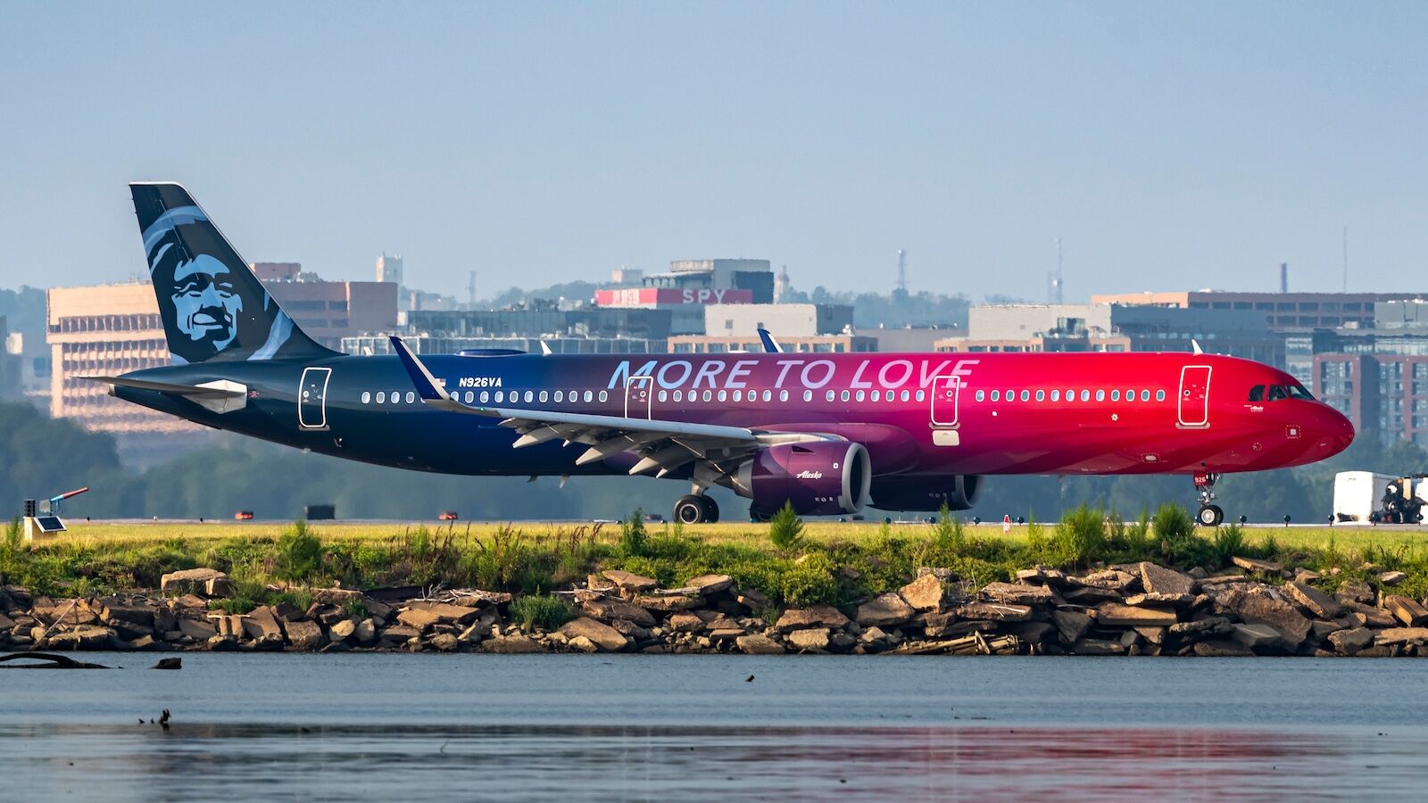 alaska airlines plane on ground in washington, DC