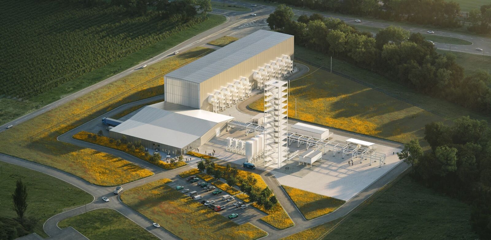 rendering of heirloom direct air capture plant in louisiana