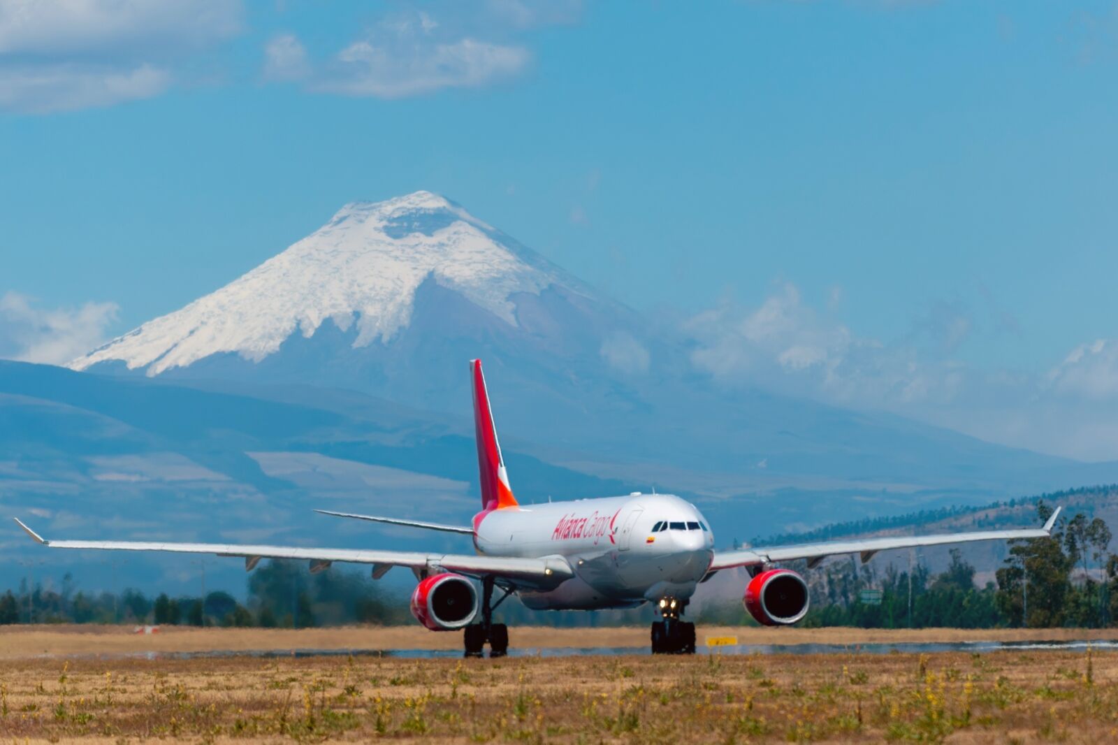 Avianca plane waits in position for takeoff