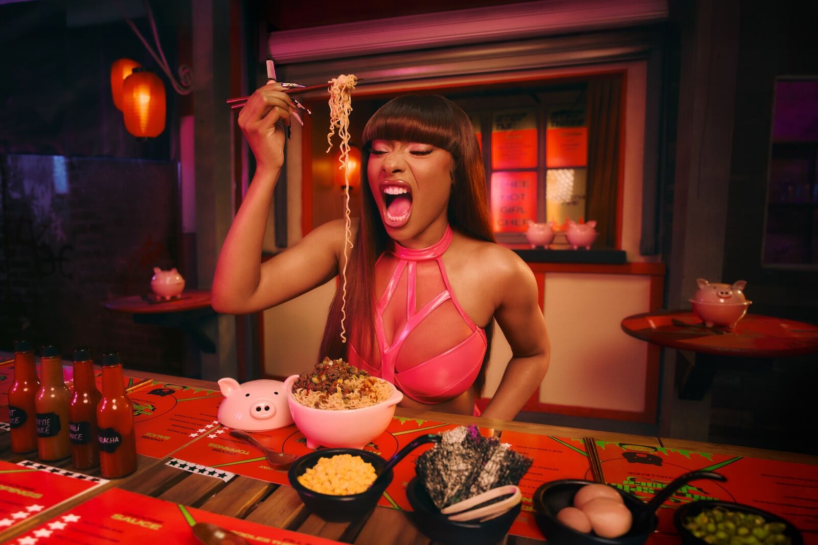 megan thee stallion eating noodles