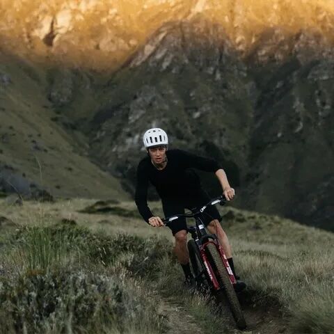 mountain biker in POC Cularis helmet