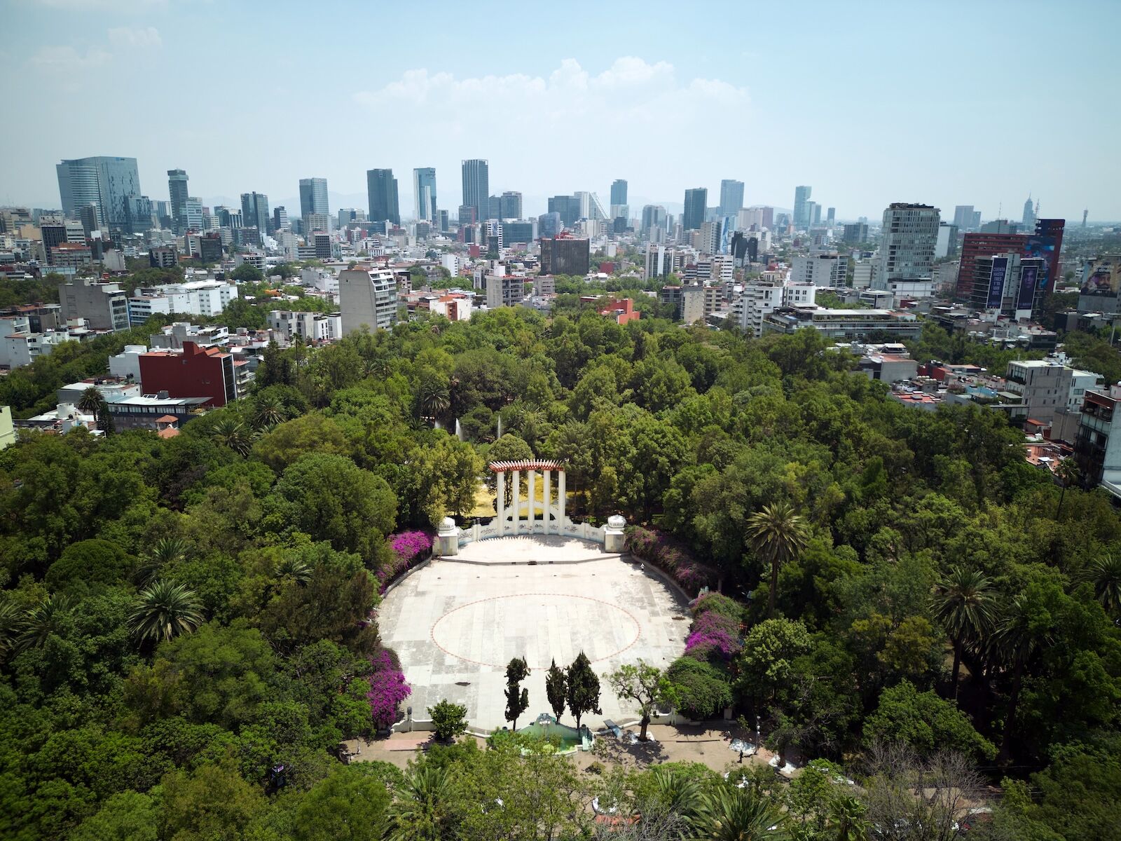 aerial shot of parque mexico in mexico city