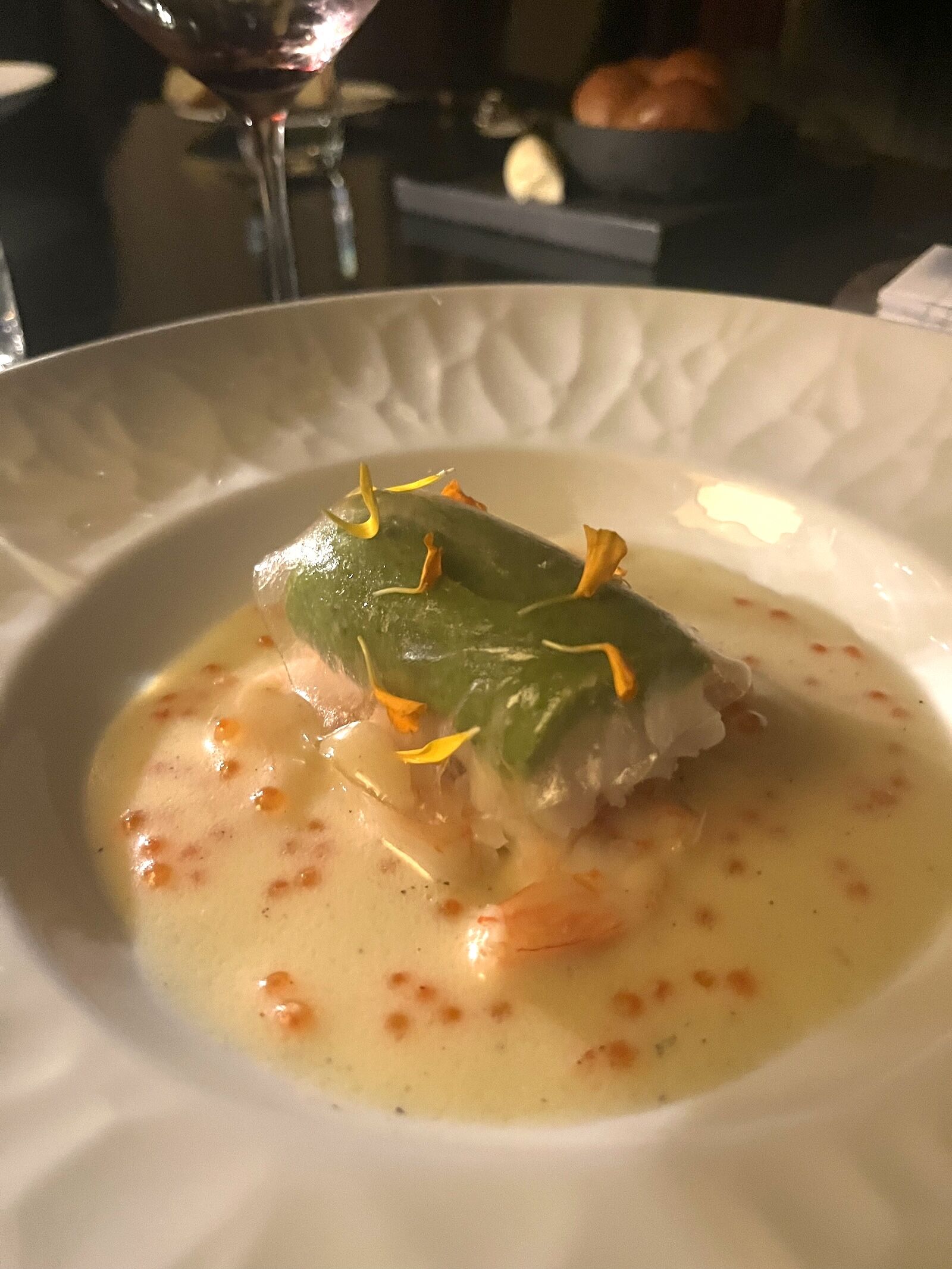 seafood dish at q at the empress in victoria, BC