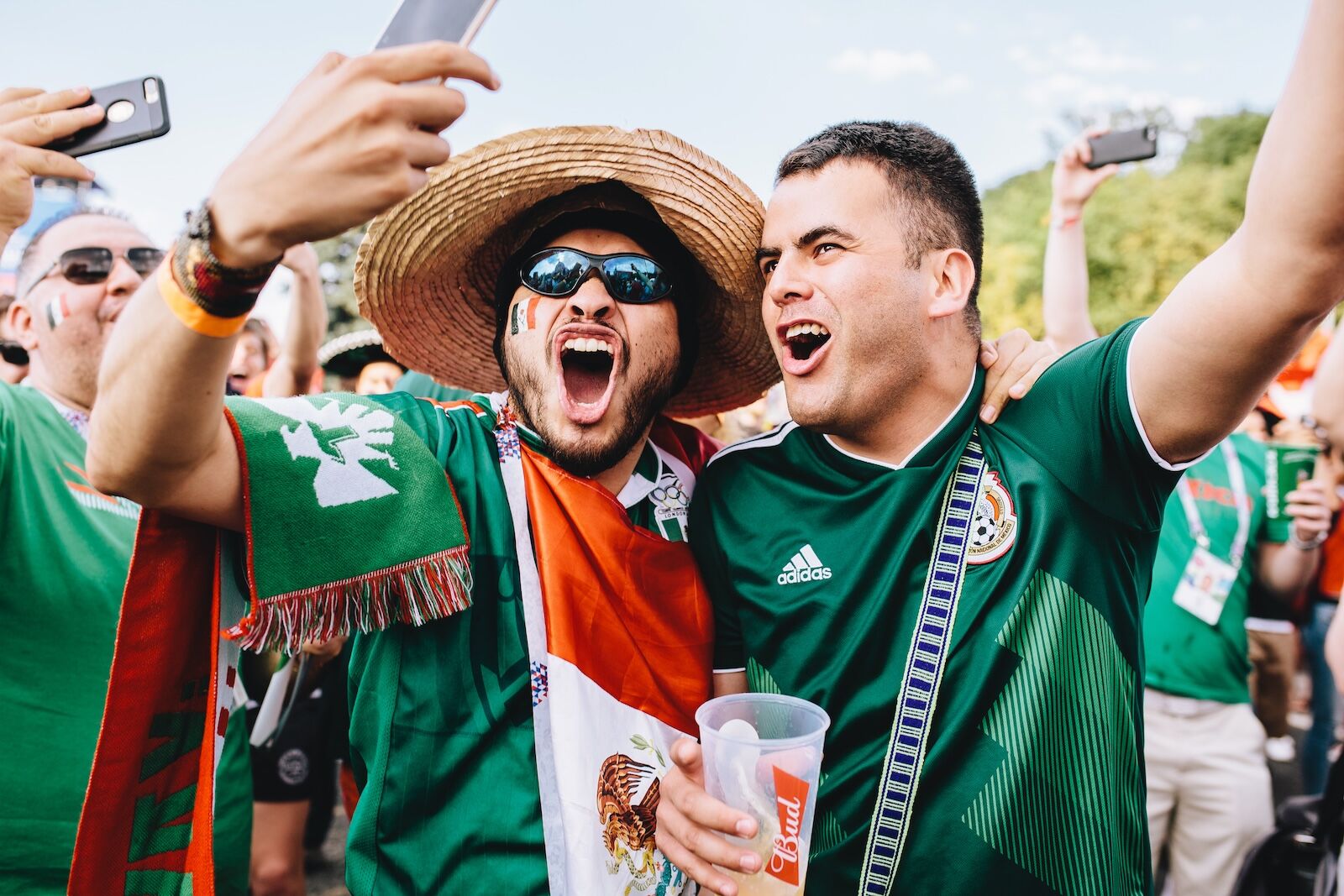team mexico fans during world cup