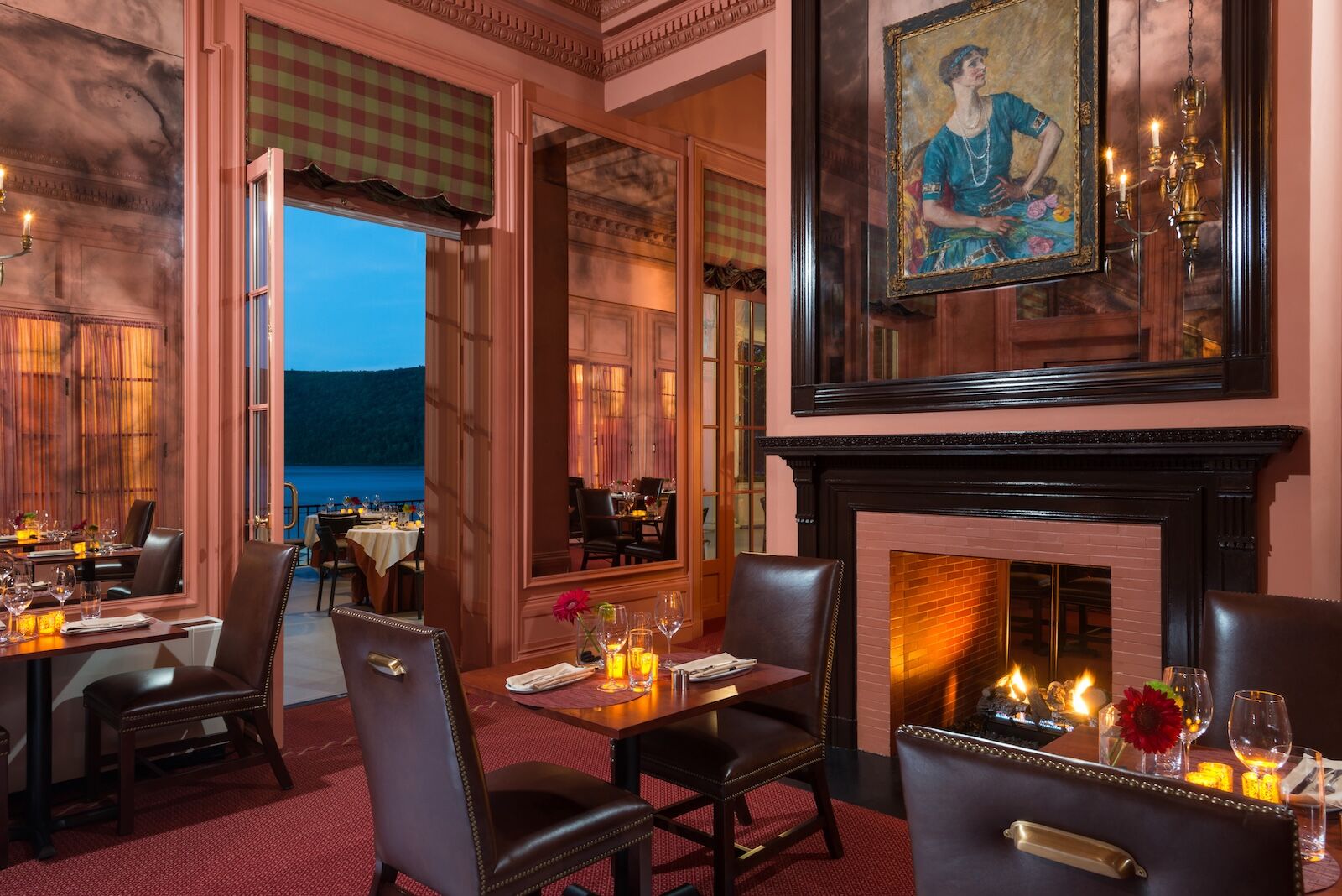 interior of 1909 restaurant at the otesaga resort hotel