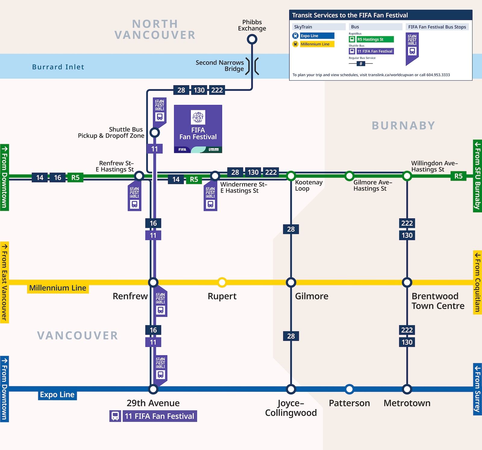 vancouver world cup - fifa fan festival bus map