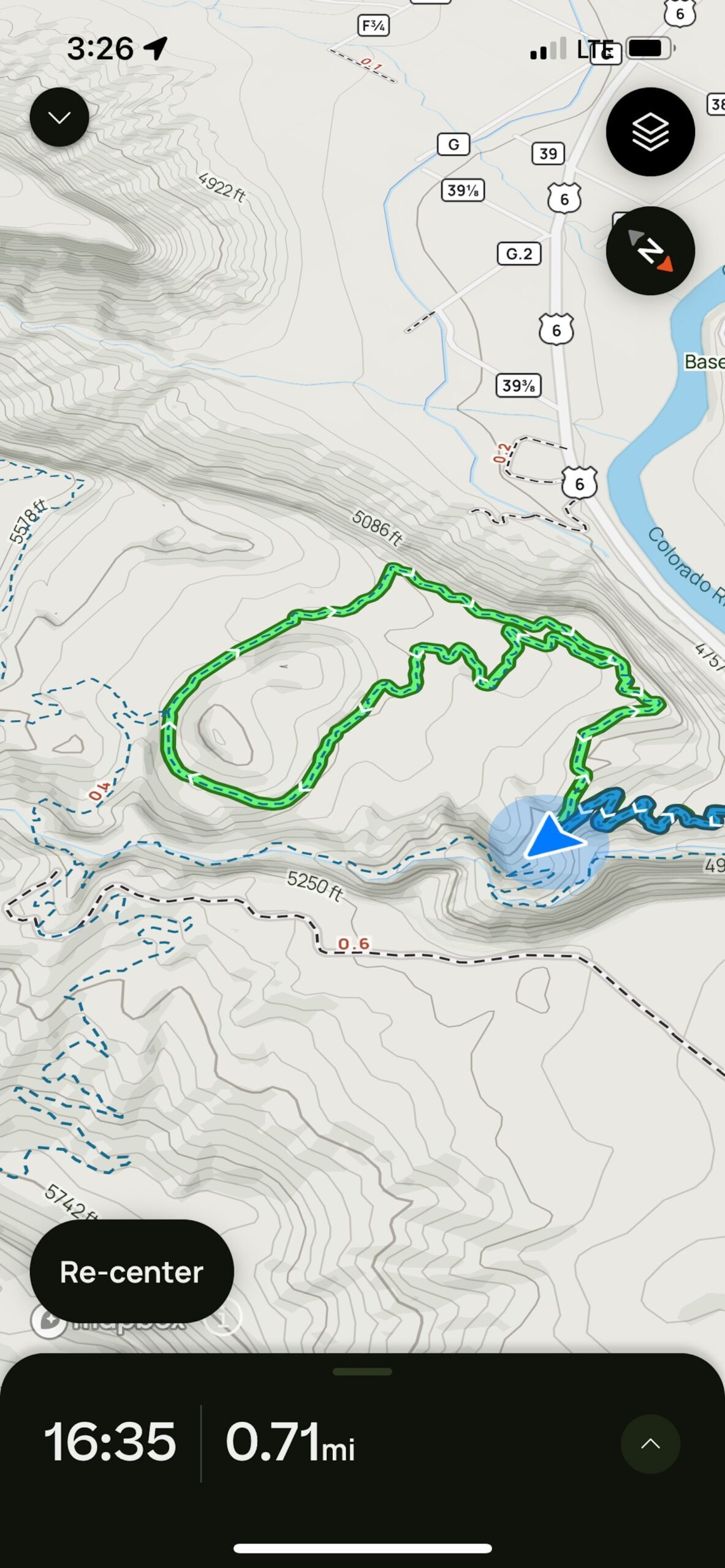 alltrails in-app view