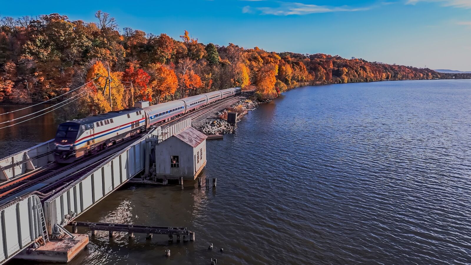 amtrak train traveling on coast