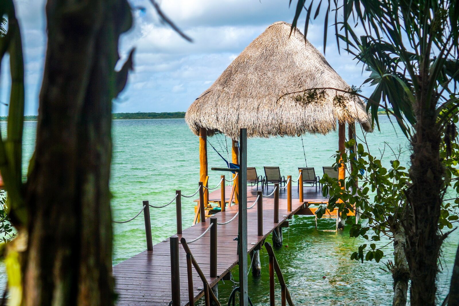 doc on lake bacalar in mexico