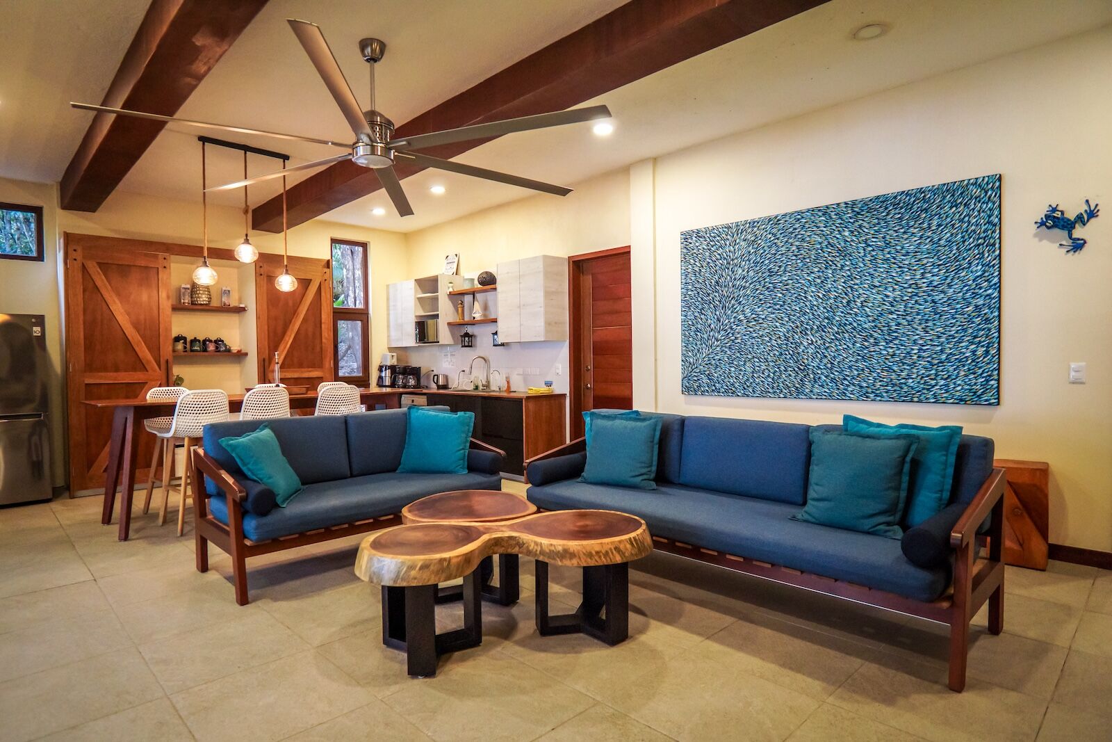 interior of casa relaxo in bacalar, mexico