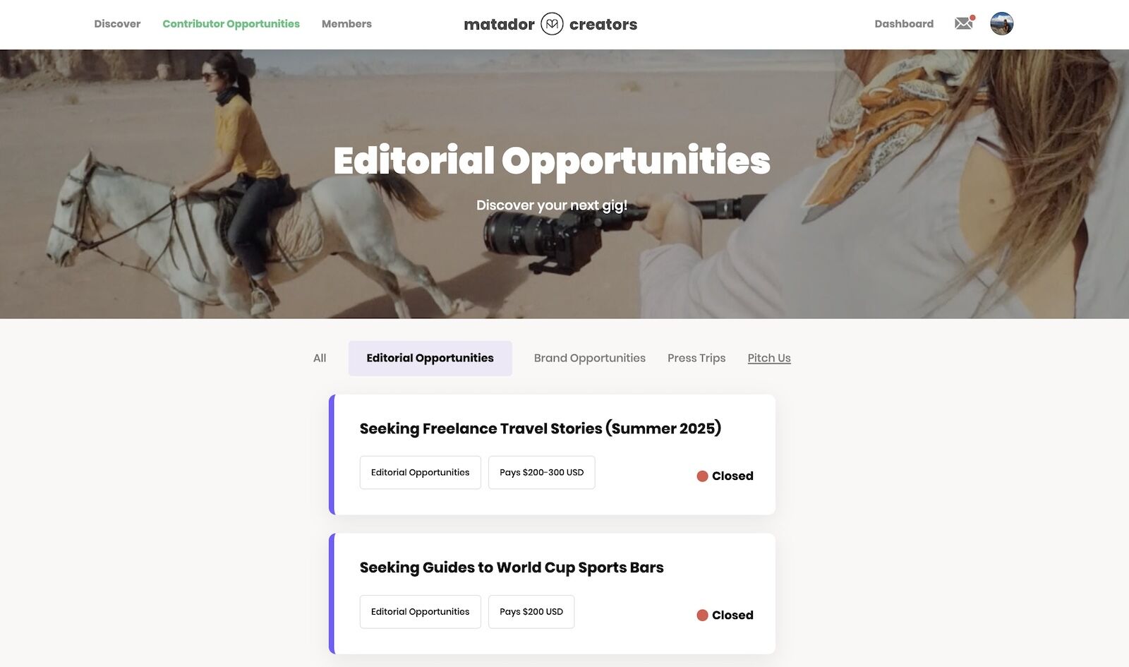 pitch Matador Network - editorial ops