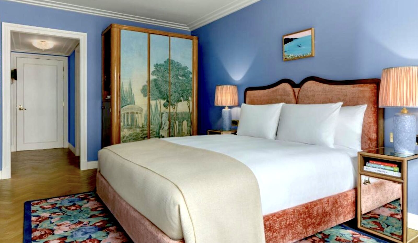 dopamine decor - bed and mural at broadwick soho