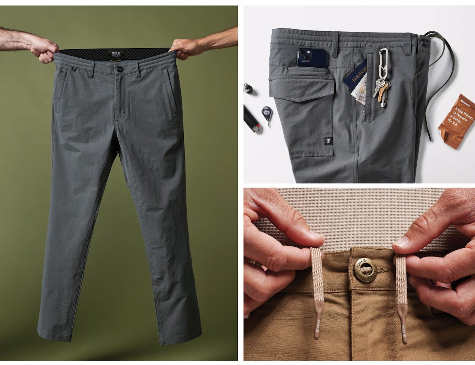 collage of roark layover pants