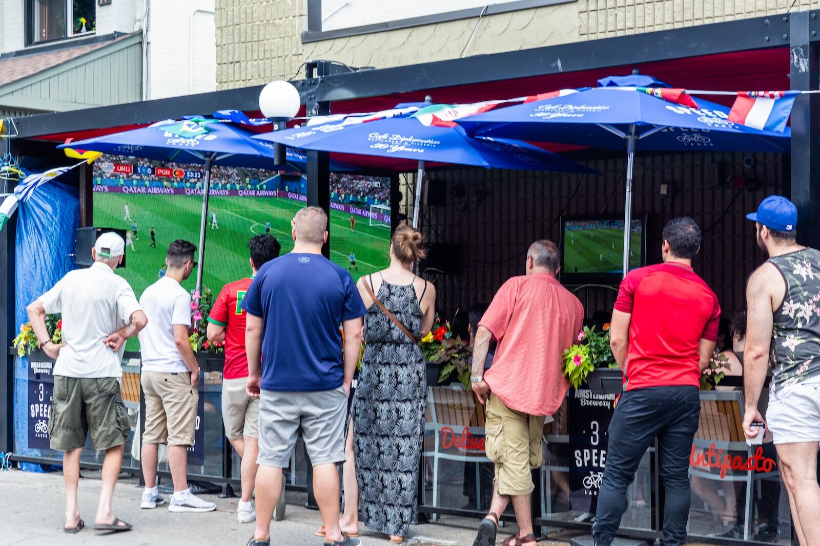 canada world cup games - crowds outside little italy bar in toronto