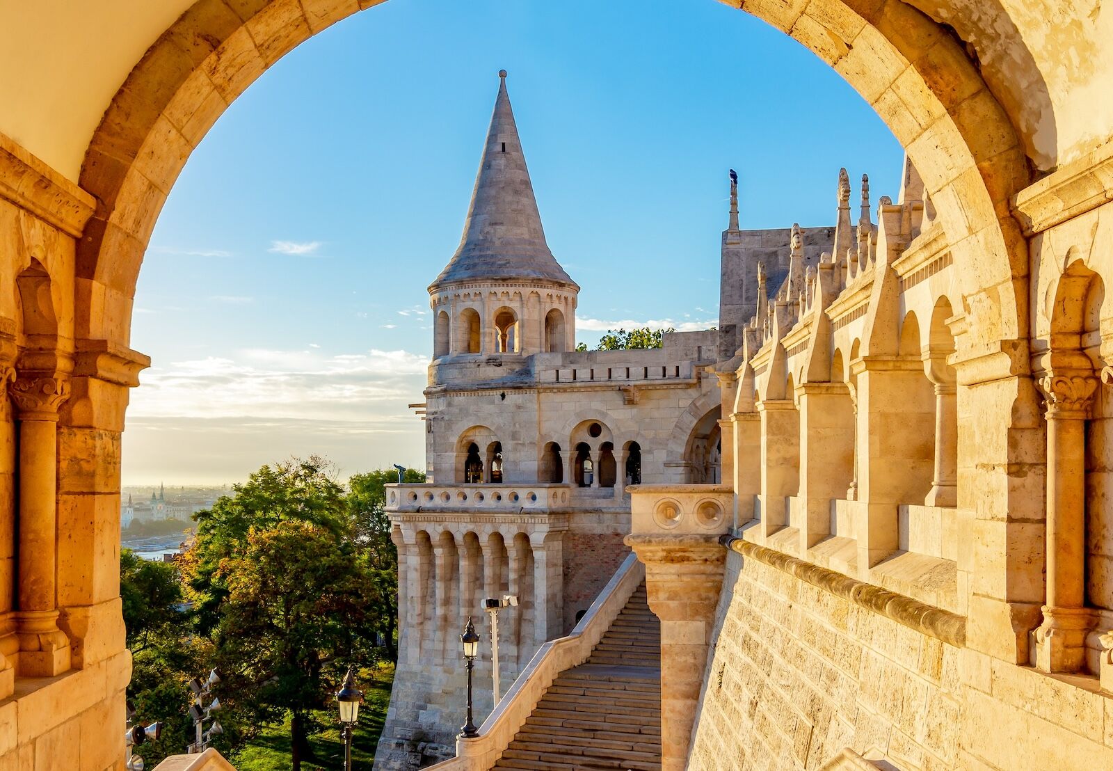 new american flights - Fisherman Bastion at sunrise