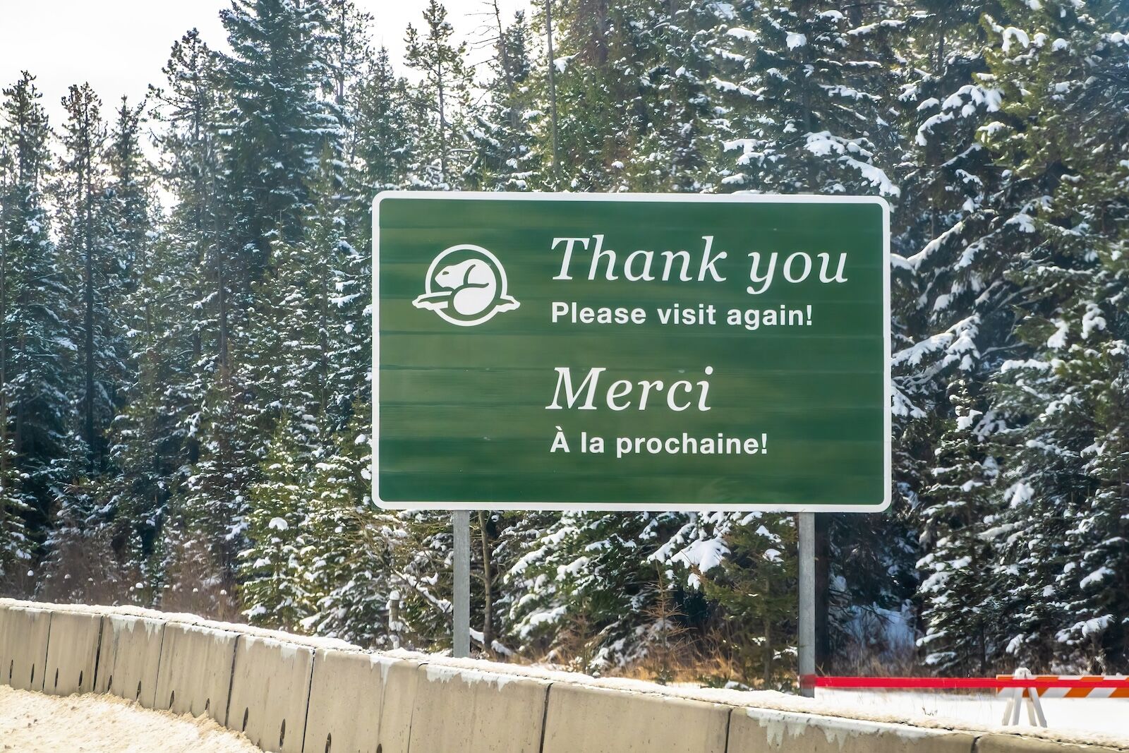thank you on a road sign in canada