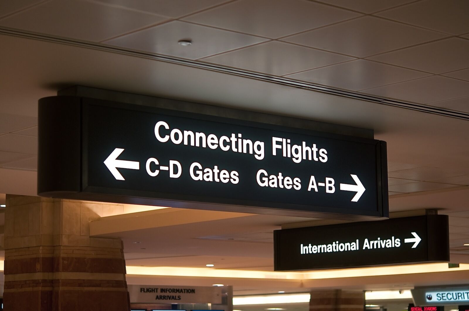 Connecting flight sign in airport