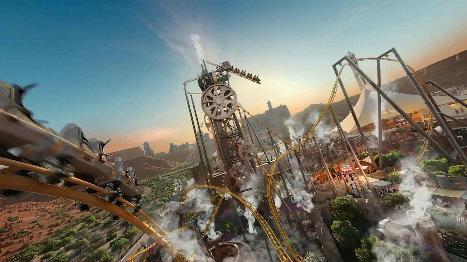 rendering of six flags Qiddiya