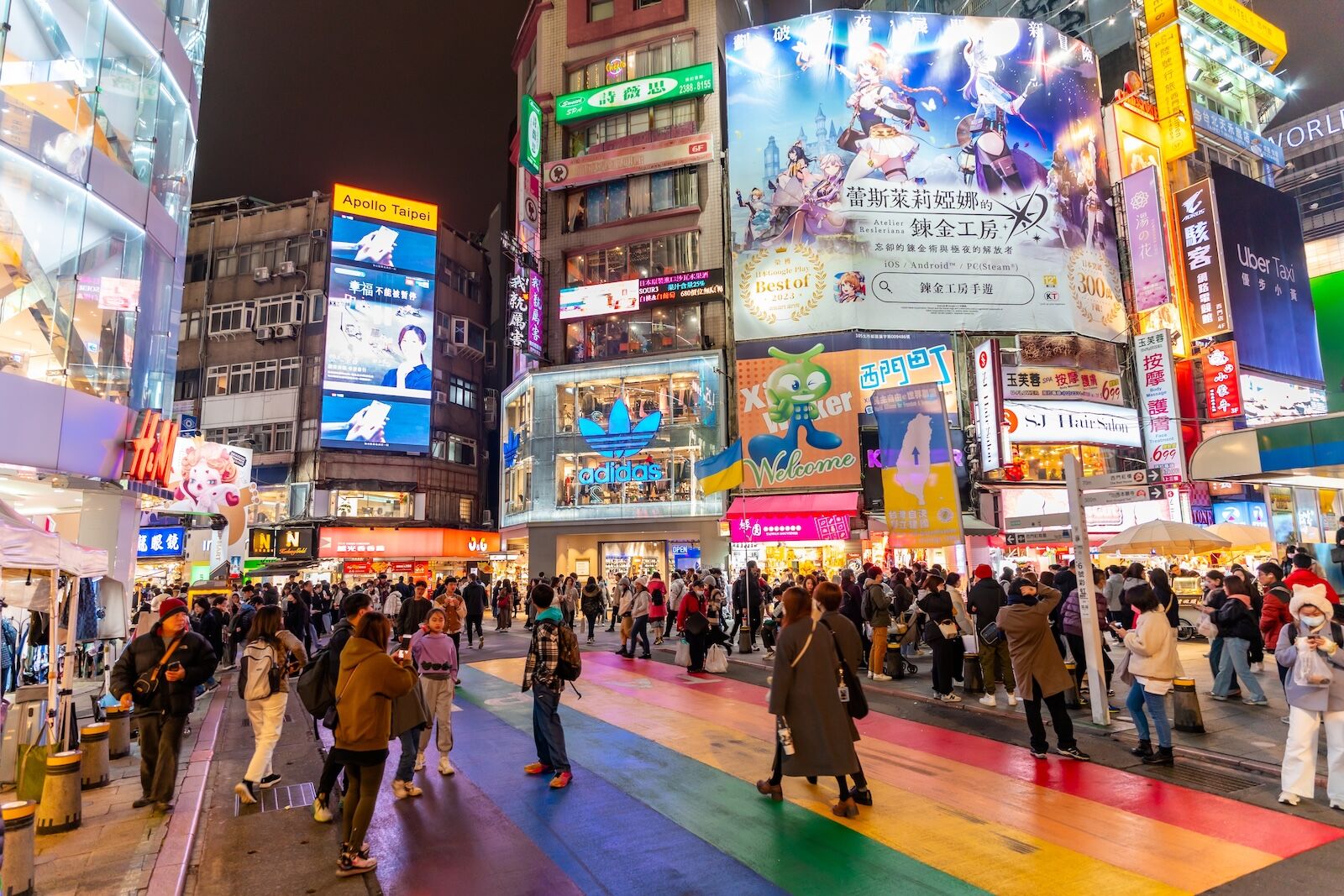 ximending district in taipei at night