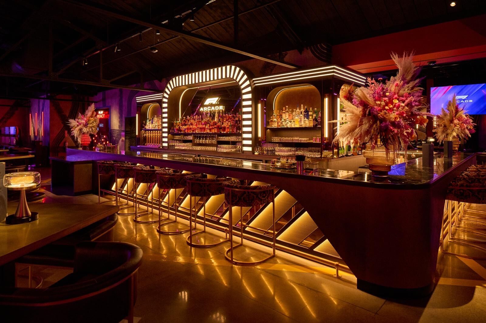 F1 Arcade Denver interior bar