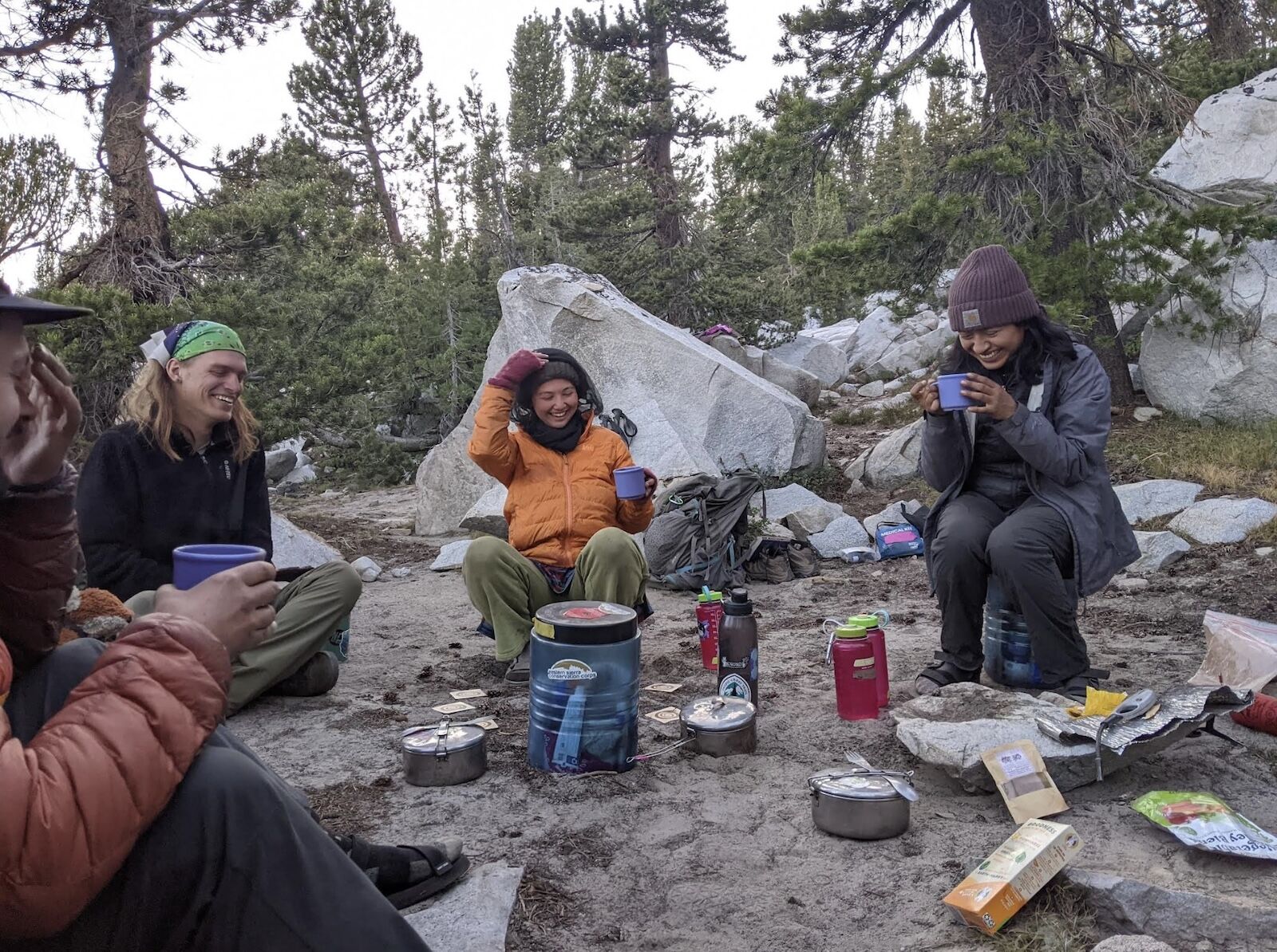 Eastern Sierra Conservation Corps crew at camp