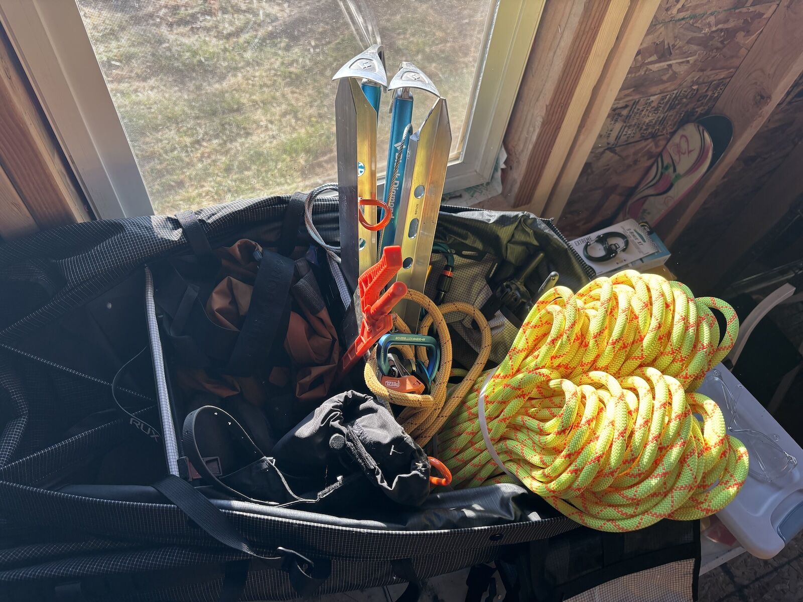 rux duffel with mountaineering gear