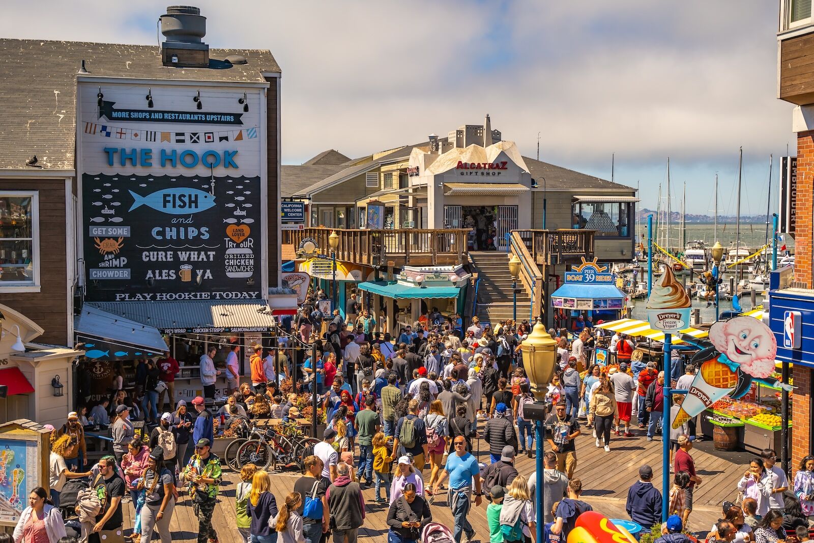 crowds at fishermans wharf - sf martini trail