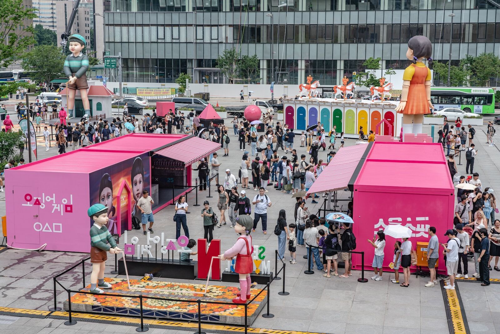 new flight to Seoul - squid game popup