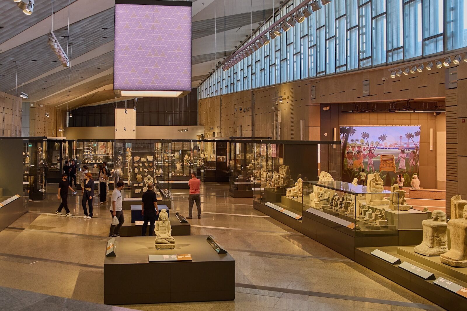 Giza, Egypt- July 26 2025: The Grand Egyptian Museum also known as the Giza Museum, is an archaeological museum in Giza, Egypt, about 2 kilometers from the Giza pyramid complex. Interior shot
