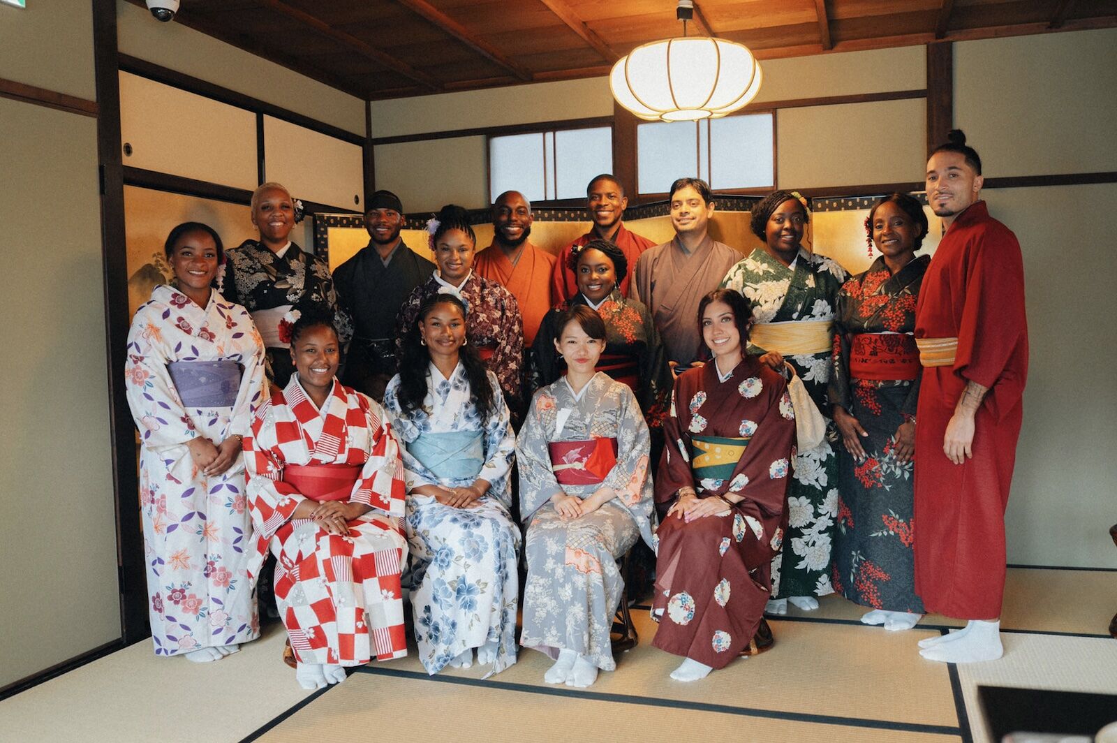 travelers in traditional japanese attire in japan