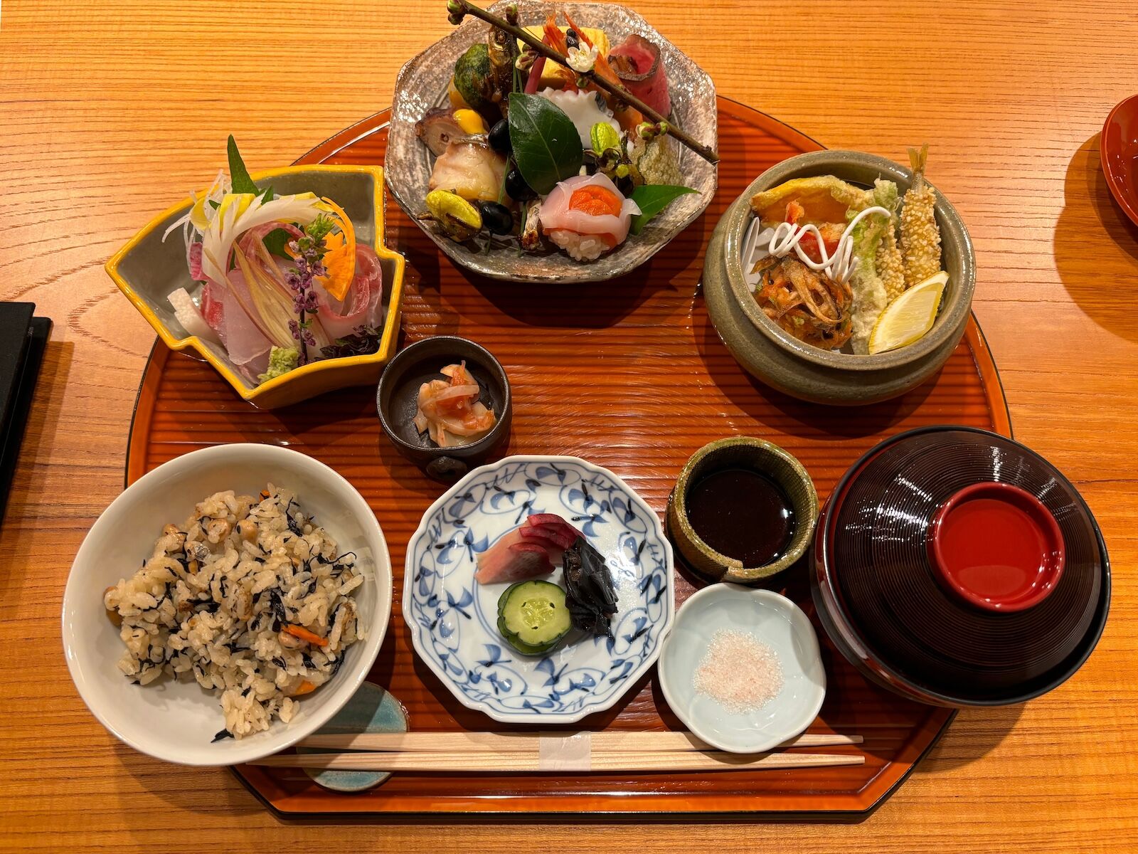 aerial of japanese food