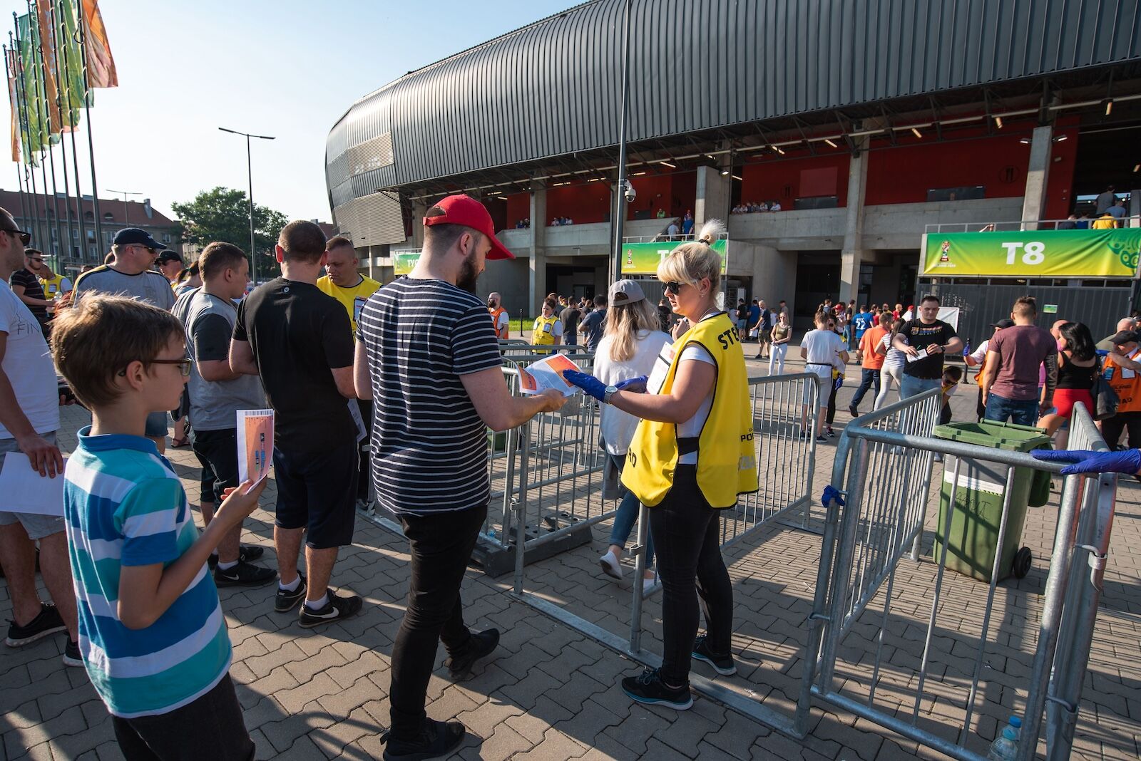 fans entering soccer stadium security
