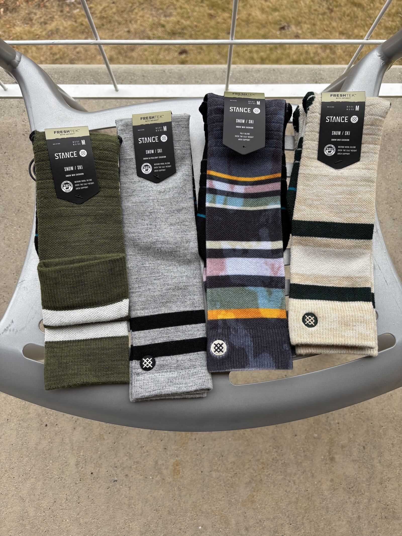 stance socks on chair